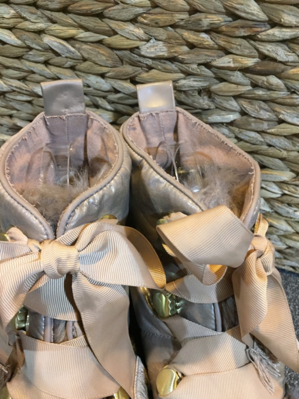 Kelsi Dagger Taupe Faux Fur Ribbon Ankle Booties - Picture 7 of 14